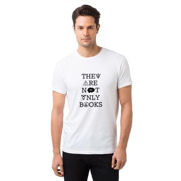 Qivi The Are Not Only Books Baskılı Beyaz Erkek Örme T-shirt