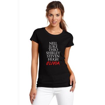 Qivi The Haunting Of Hill House Characters Name Baskılı Beyaz Örme Kadın T-shirt