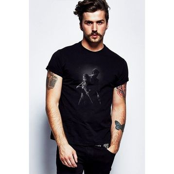 Qivi The Last Of Us Baskılı Siyah Erkek Örme T-shirt