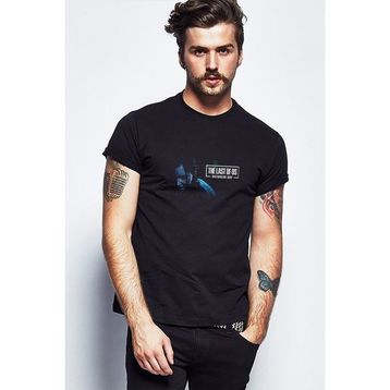 Qivi The Last Of Us Outbreak Day Baskılı Siyah Erkek Örme T-shirt