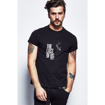 Qivi The Last Of Us Part 2 Baskılı Siyah Erkek Örme T-shirt