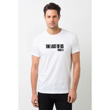 Qivi The Last Of Us Part 2 Logo Baskılı Beyaz Erkek Örme T-shirt