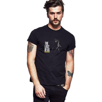 Qivi The Last Of Us Remastered Baskılı Siyah Erkek Örme T-shirt