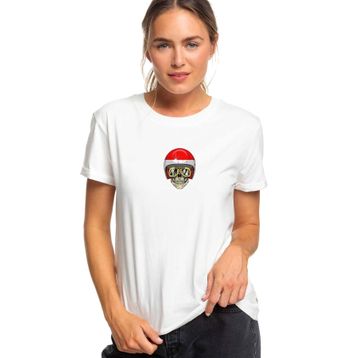 Qivi Tree Skull Helmet Biker Skull Wearing Baskılı Beyaz Örme Kadın T-shirt