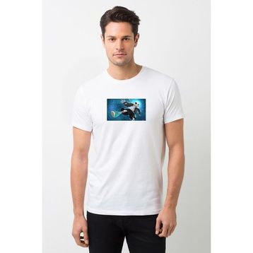 Qivi Underswap Sans Baskılı Beyaz Erkek Örme T-shirt