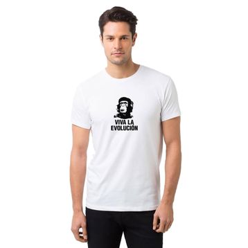 Qivi Viva La Evolution Baskılı Beyaz Erkek Örme T-shirt