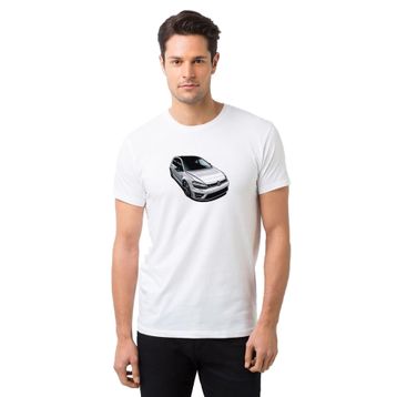 Qivi Vw Golf R Baskılı Beyaz Erkek Örme T-shirt