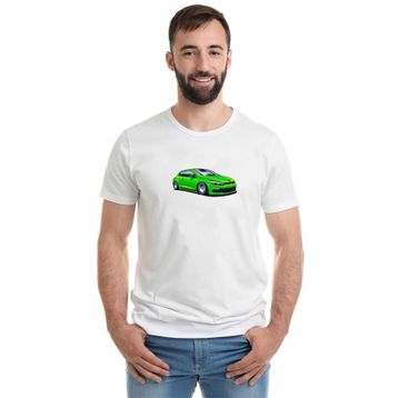 Qivi Vw Scirocco Baskılı Beyaz Erkek Örme T-shirt