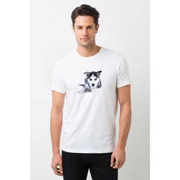 Qivi Winter Puppies Baskılı Beyaz Erkek Örme T-shirt