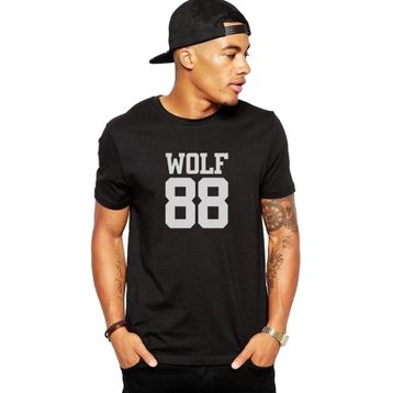 Qivi Wolf 88 Logo Baskılı Siyah Erkek Örme T-shirt