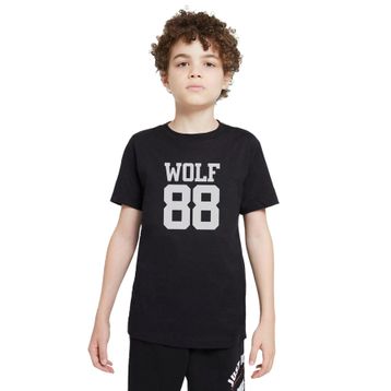 Qivi Wolf 88 Logo Baskılı Unisex Çocuk Siyah T-shirt
