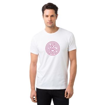 Qivi World Maze Labirent Baskılı Beyaz Erkek Örme T-shirt