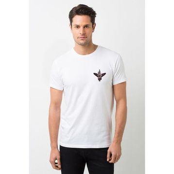 Qivi Worlds Collide Göğüs Baskılı Beyaz Erkek Örme T-shirt