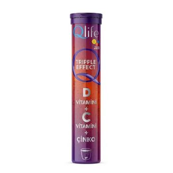 Qlife Tripple Effect Vitamin D C Çinko 20 Efervesan Tablet