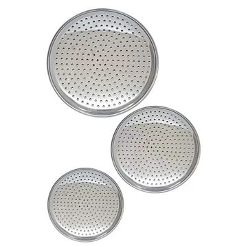 Qniay 20-22-24 cm Paslanmaz Çelik Pizza Pişirme Altlığı Lüx 3'lü Tepsi Seti