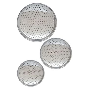 Qniay 20-22-24 cm Paslanmaz Çelik Pizza Pişirme Altlığı Lüx 3'lü Tepsi Seti