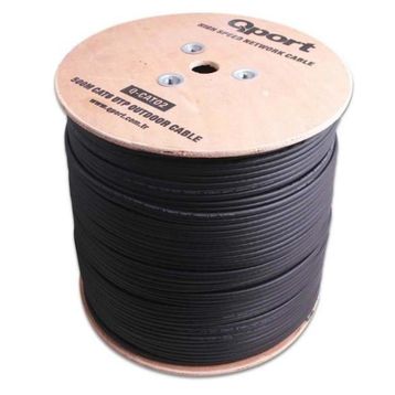Qport Q-Cat02 Cat6 500 Metre 23 Awg Siyah Makaralı Outdoor Kablo