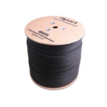 Qport Q-Cat02 Cat6 500 Metre 23 Awg Siyah Makaralı Outdoor Kablo