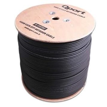 Qport Q-Cat02 Cat6 500 Metre 23 Awg Siyah Makaralı Outdoor Kablo