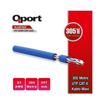 Qport Q-CAT6 UTP CAT6 23 AWG 305 mt Mavi Ethernet Kablosu