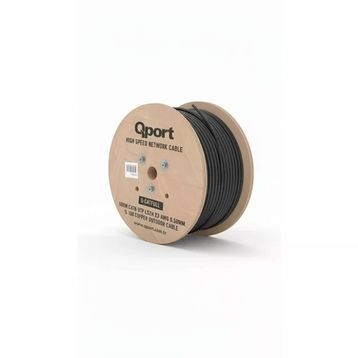 Qport Q-CATFULL Siyah 500 mt Cat6 Outdoor LSZH 23AWG 0.58 mm Bakır Kablo