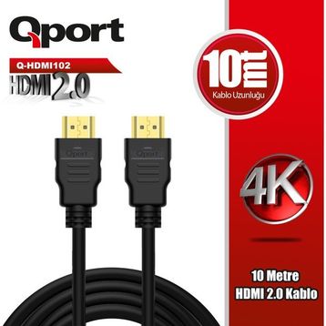 Qport Q-HDMI102 10 mt 2.0 V Altın Uçlu HDMI Kablo
