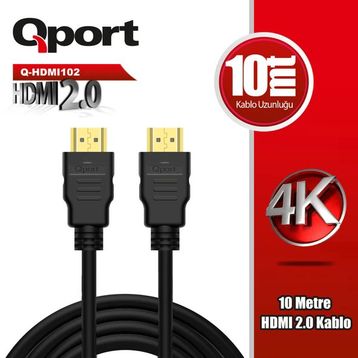 Qport Q-HDMI102 10 mt 2.0 V Altın Uçlu HDMI Kablo