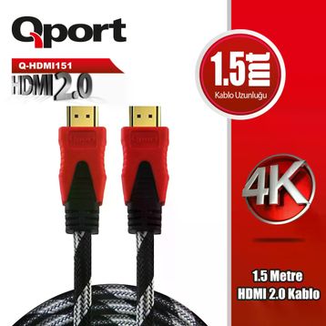 Qport Q-HDMI151 Altın Uçlu 1.5 mt 4K 2.0 HDMI Kablo