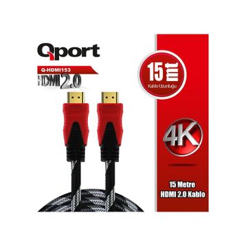 Qport Q-HDMI153 15 mt 2.0 V Altın Uçlu HDMI Kablo
