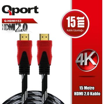 Qport Q-HDMI153 15 mt 2.0 V Altın Uçlu HDMI Kablo