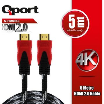 Qport Q-HDMI53 5 mt 2.0 V Altın Uçlu HDMI Kablo