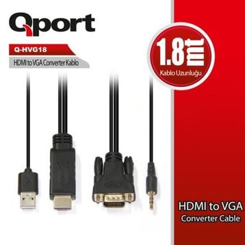 Qport Q-HVG18 HDMI to VGA 1.8 m Çevirici Kablo