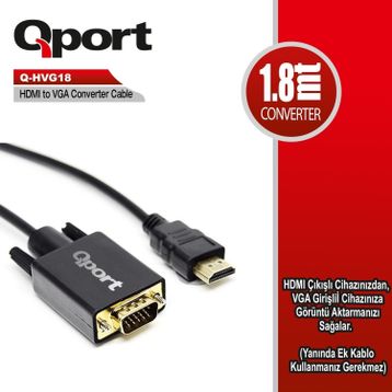 Qport Q-HVG18 HDMI to VGA 1.8 m Çevirici Kablo