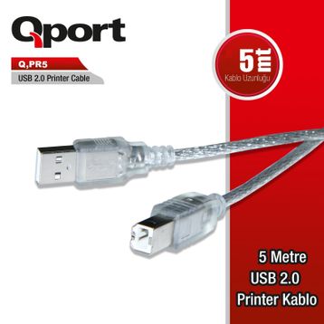 Qport Q-PR5 5 m USB 2.0 Yazıcı Kablosu