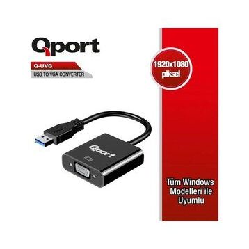 Qport Q-uvg 16 cm Usb-Vga Çevirici