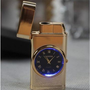 Quartz Saatli Altın Torch Jet Çakmak