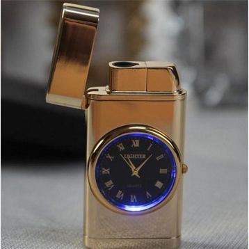 Quartz Saatli Altın Torch Jet Çakmak