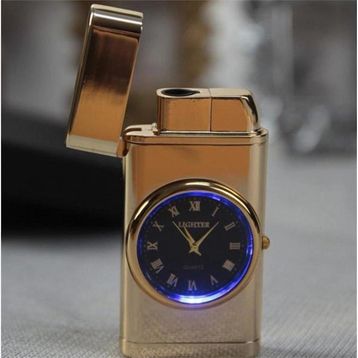Quartz Saatli Altın Torch Jet Çakmak