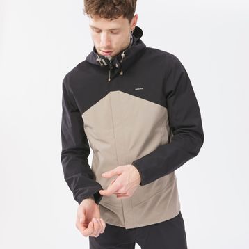 Quechua MH100 Bej Siyah Erkek Outdoor Yağmurluk