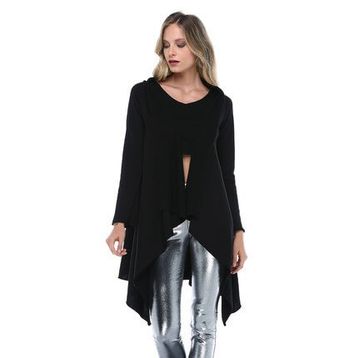 Quincey HK2408 Siyah Asimetrik Kadın Hırka
