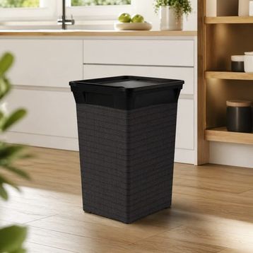 Qutu 20 lt Antrasit Kapaklı Çöp Kovası