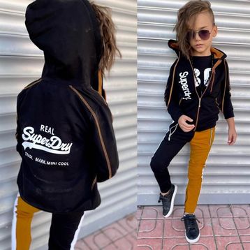 Quzucuk Kids Erkek Çocuk Fermuarlı Spor Günlük Kahve Takım