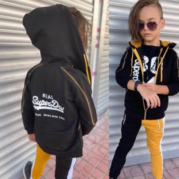 Quzucuk Kids Erkek Çocuk Fermuarlı Spor Günlük Sarı Takım
