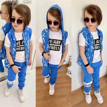 Quzucuk Kids Erkek Çocuk Harfler Baskılı Yelekli Takım