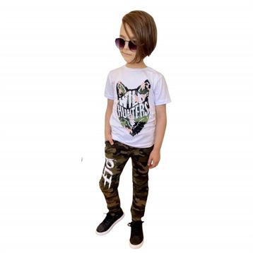 Quzucuk Kids Erkek Çocuk Kurt Figürlü Beyaz Kombin