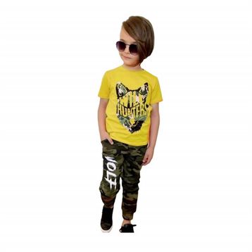 Quzucuk Kids Erkek Çocuk Kurt Figürlü Sarı Kombin