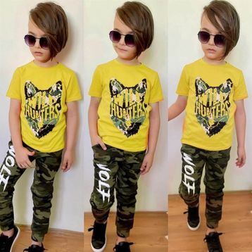 Quzucuk Kids Erkek Çocuk Kurt Figürlü Sarı Kombin