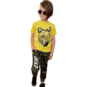 Quzucuk Kids Erkek Çocuk Kurt Figürlü Sarı Kombin