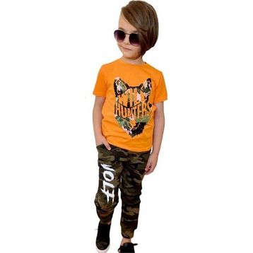 Quzucuk Kids Erkek Çocuk Kurt Figürlü Turuncu Kombin