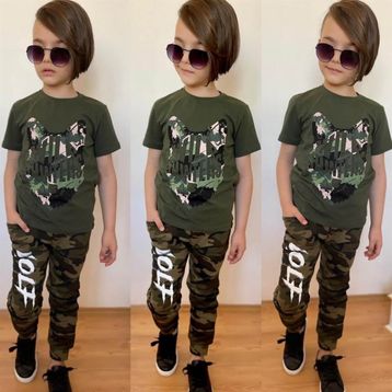 Quzucuk Kids Erkek Çocuk Kurt Figürlü Yeşil Kombin